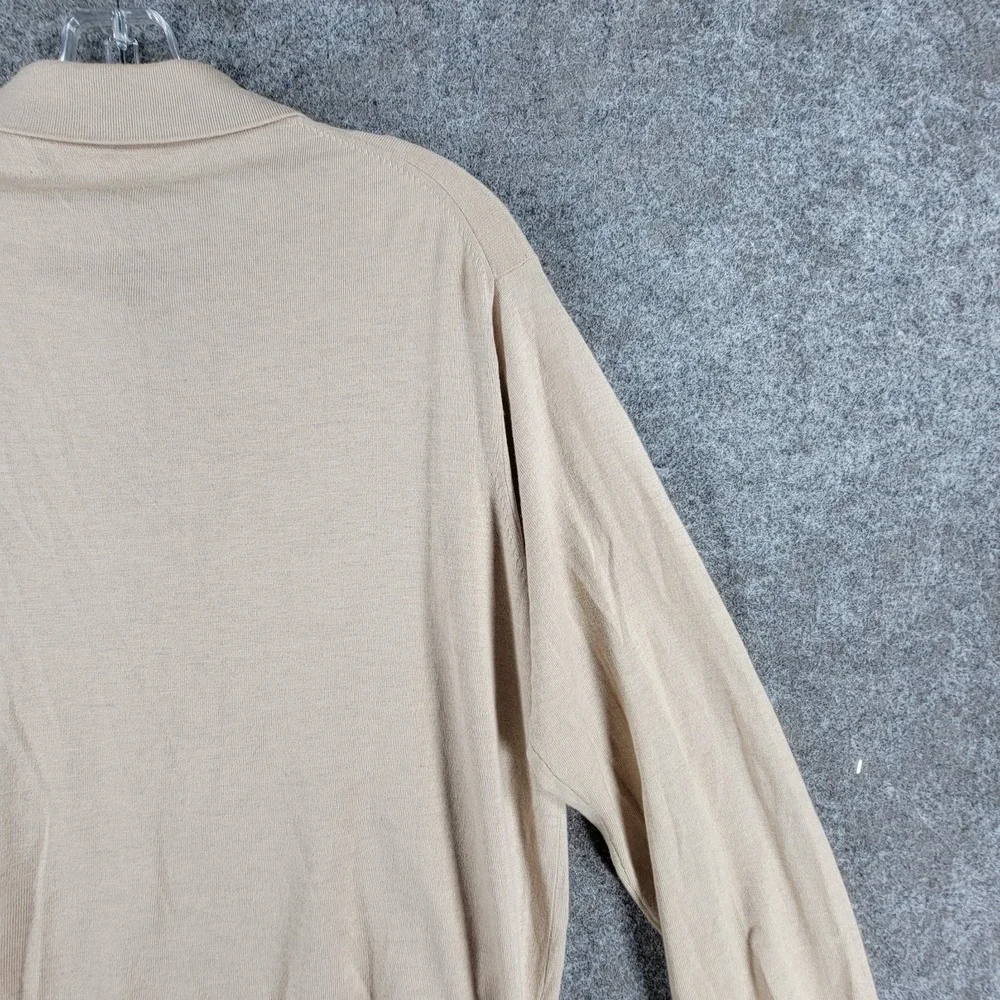 Tricots St. Raphael Polo Sweater‎ Mens M Ivory Silk Outdoor Long Sleeve 3 Button